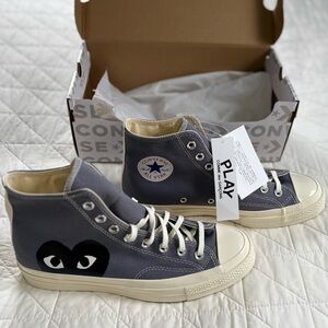 Comme des Garçons x Converse Chuck 70 Hi Steel Gray Heart Logo Sneakers - Mens 9
